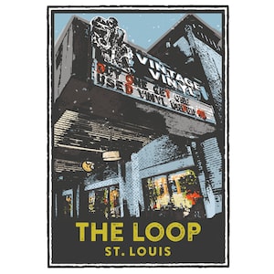 St. Louis Gesture Series, Vintage Vinyl on the Loop, St Louis Art, Travel Print, Home Decor, Wedding Gift, House Warming, Giclée Print