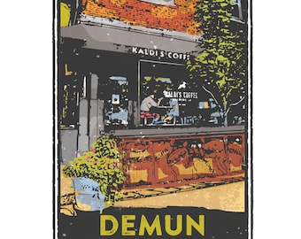 St. Louis Gesture Series, Kaldi's in Demun, St. Louis artwork, St Louis Art, Travel Print, Home Decor, Wedding Gift, House Warming