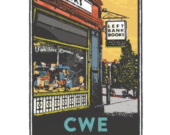 St. Louis Gesture Series, Left Bank Books in Central West End, St Louis Art, Travel Print, Home Decor, Wedding Gift, House Warming