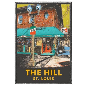 Serie de gestos de San Luis, Milo's on the Hill, arte de San Luis, impresión de viajes, decoración del hogar, regalo de bodas, inauguración de la casa, impresión giclée