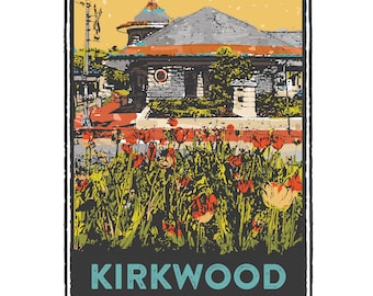 St. Louis Gesture Series, Kirkwood Train Station, St Louis Art, Travel Print, Home Decor, Wedding Gift, House Warming, Giclée Print
