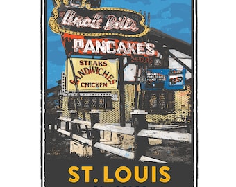 St. Louis Gesture Series, Uncle Bill's  Pancakes, St Louis Art, Travel Print, Home Decor, Wedding Gift, House Warming, Giclée Print