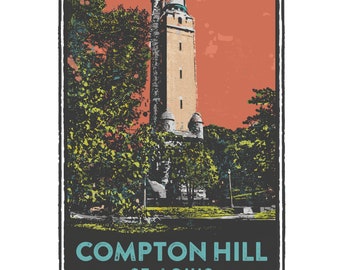 St. Louis Gesture Series, Compton Hill Water Tower, St Louis Art, Travel Print, Home Decor, Wedding Gift, House Warming, Giclée Print