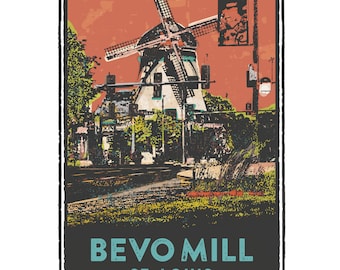 St. Louis Gesture Series, Bevo Mill, St Louis Art, Travel Print, Home Decor, Wedding Gift, House Warming, Giclée Print