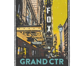 St. Louis Gesture Series, The Fabulous Fox Theater, St Louis Art, Travel Print, Home Decor, Wedding Gift, House Warming, Giclée Print