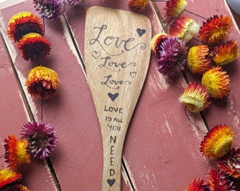 All You Need Is Love wooden spatula | heart spoon | Valentine Gift | Mothers Day Gift | ready to ship Alberta, Canada | kitchen décor |