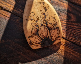 ONE Sunflower wooden spoon | gift hostess | Ukraine | kitchen art | free shipping | ready to ship from Alberta, Canada