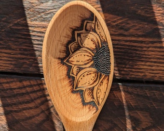 ONE Sunflower splash wooden spoon | gift hostess | Ukraine | kitchen art | free shipping | ready to ship from Alberta, Canada