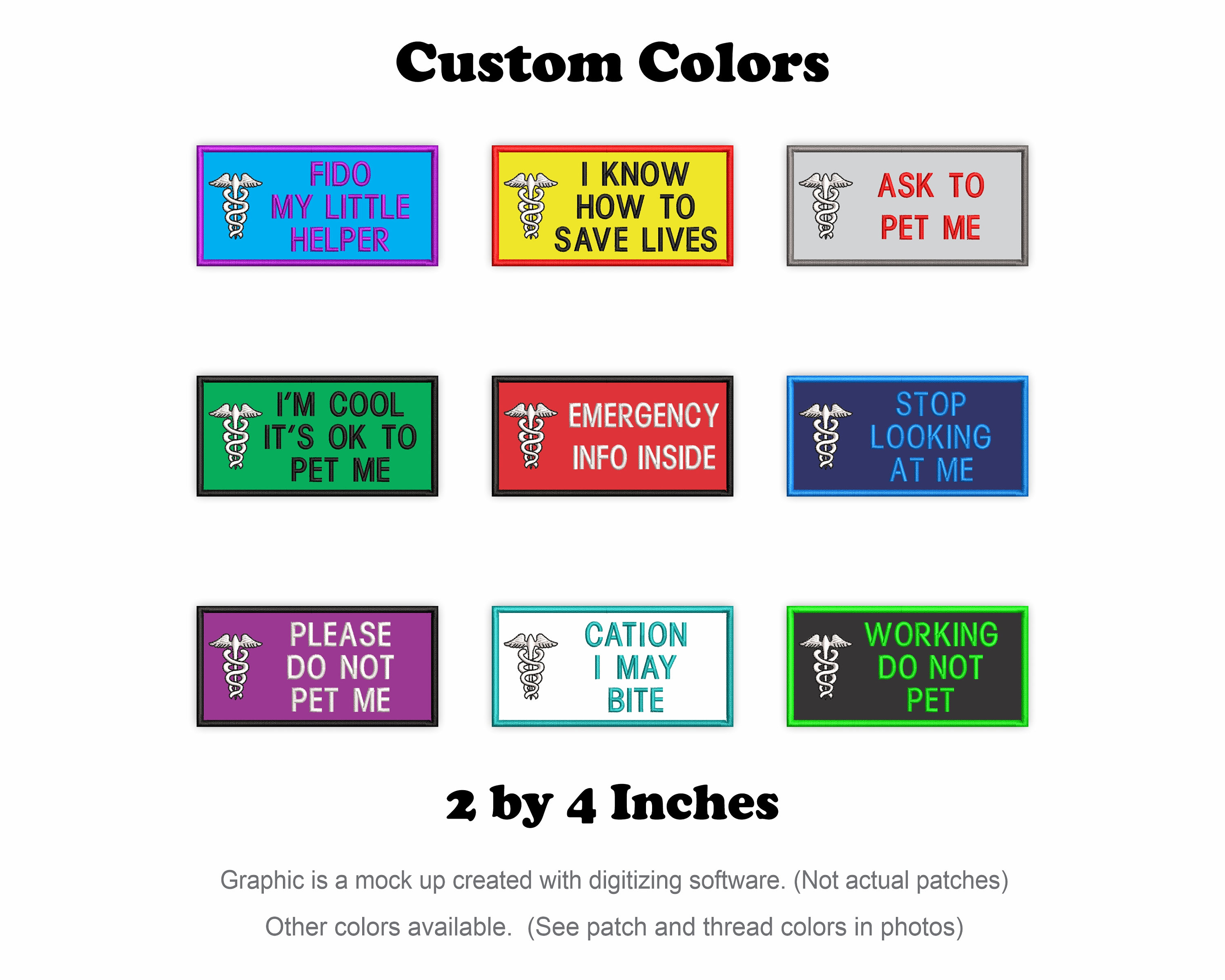 Custom 2 by 4 Inch Caduceus Symbol Patch Iron on or Hook Fastener ...