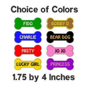 1.75 by 4 Inch Custom Bone Name Tag Dog Patch with Hook and Loop Fastener Available