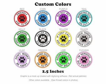Custom Dog Patch Paw Print Patch Iron On or Hook Fastener Available