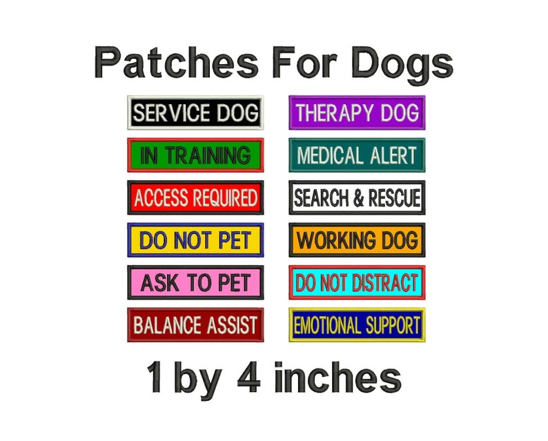 1 by 4 Inch Custom Service Dog Patch With VELCRO® Hook Etsy
