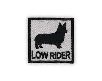 Low Rider Corgi 2x2 Inch Patch - Iron on or Hook and Loop Fastener Available
