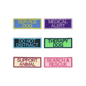 1.25 by 3.50 Inch Custom Patch for Working Dogs - Iron on or Hook and Loop Fastener Available