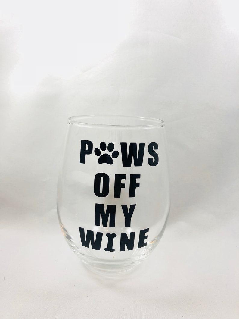 Paws off my wine funny wine glass dog cat lover present Etsy