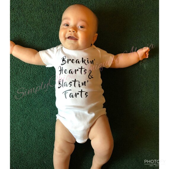 Break Hearts Blast Farts Gerber OnesieAdorable Smelly Stinky Baby Romper