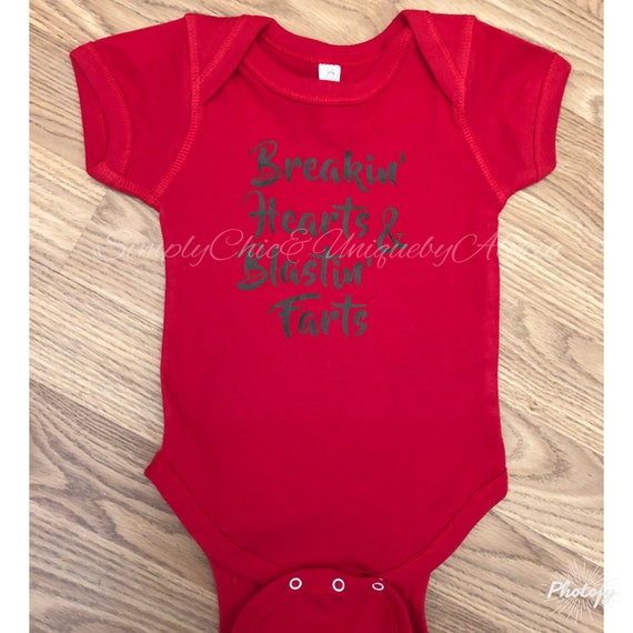 Break Hearts Blast Farts Gerber OnesieAdorable Smelly Stinky Baby Romper