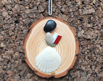 Pebble Art Bookworm Ornament Gift for Bookworm Wife Book Lover Ornament for Daughter Vintage Christmas Rustic Ornament Wood Anniversary Gift