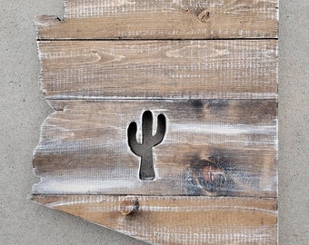 Medium Arizona Pallet Sign with Cactus Cutout | Rustic Arizona State Sign| Wood Pallet Sign | Arizona Sign | Arizona Sign with cactus cutout