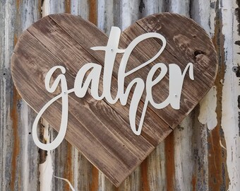 Large Wood Pallet Heart with metal Gather| Heart | Gather | Wood Heart | Pallet Wood Heart | Large Heart