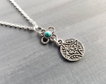 Mandala Necklace / Round Medallion Necklace / Gypsy Necklace / Boho Necklace / Bohemian Necklace / Gift for Her / Mandala Gift