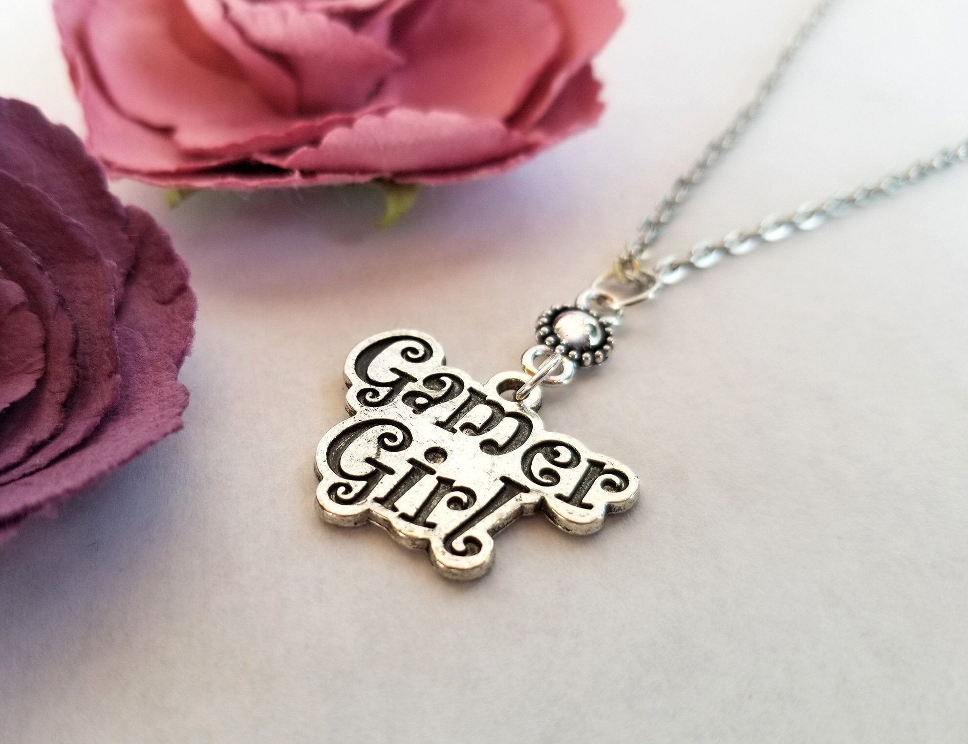 Gamer Girl Necklace / Silver Necklace / Geek Necklace / Etsy