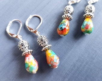 Watercolor Bead Earrings / Boho Earrings / Dangle Earrings / Southwestern Earrings / Bead Earrings / Drop Earrings / Boho Earrings