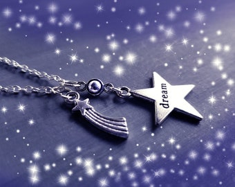 Star Necklace / Shooting Star Necklace / Dream Necklace / Cosmos Necklace / Star Jewelry / Galaxy Necklace