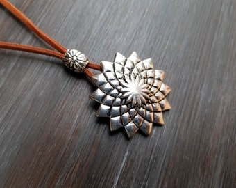 Concho Necklace / Medallion  Necklace / Southwestern Leather Necklace / Cord Necklace / Bohemian Jewelry / Mandala Necklace