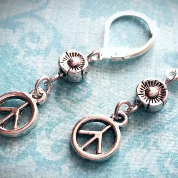 Florals and Peace Silver Earrings