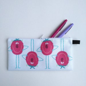 Pink Monster, Canvas Pencil Case, Zipper Pouch, Make-up Bag, Cadeau, Retour à l’école