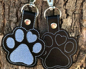 paw print keychain, animal print keychain, paw print outline keychain, paw print key chain, keyfob,