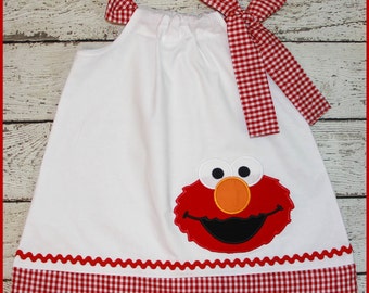 Super Cute Red Gingham Elmo Pillowcase style dress