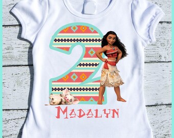 Custom Personalized Moana Birthday tee shirt