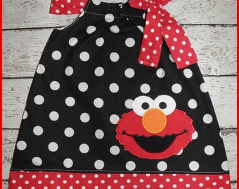 Black and White Polka dot Elmo Pillowcase style dress
