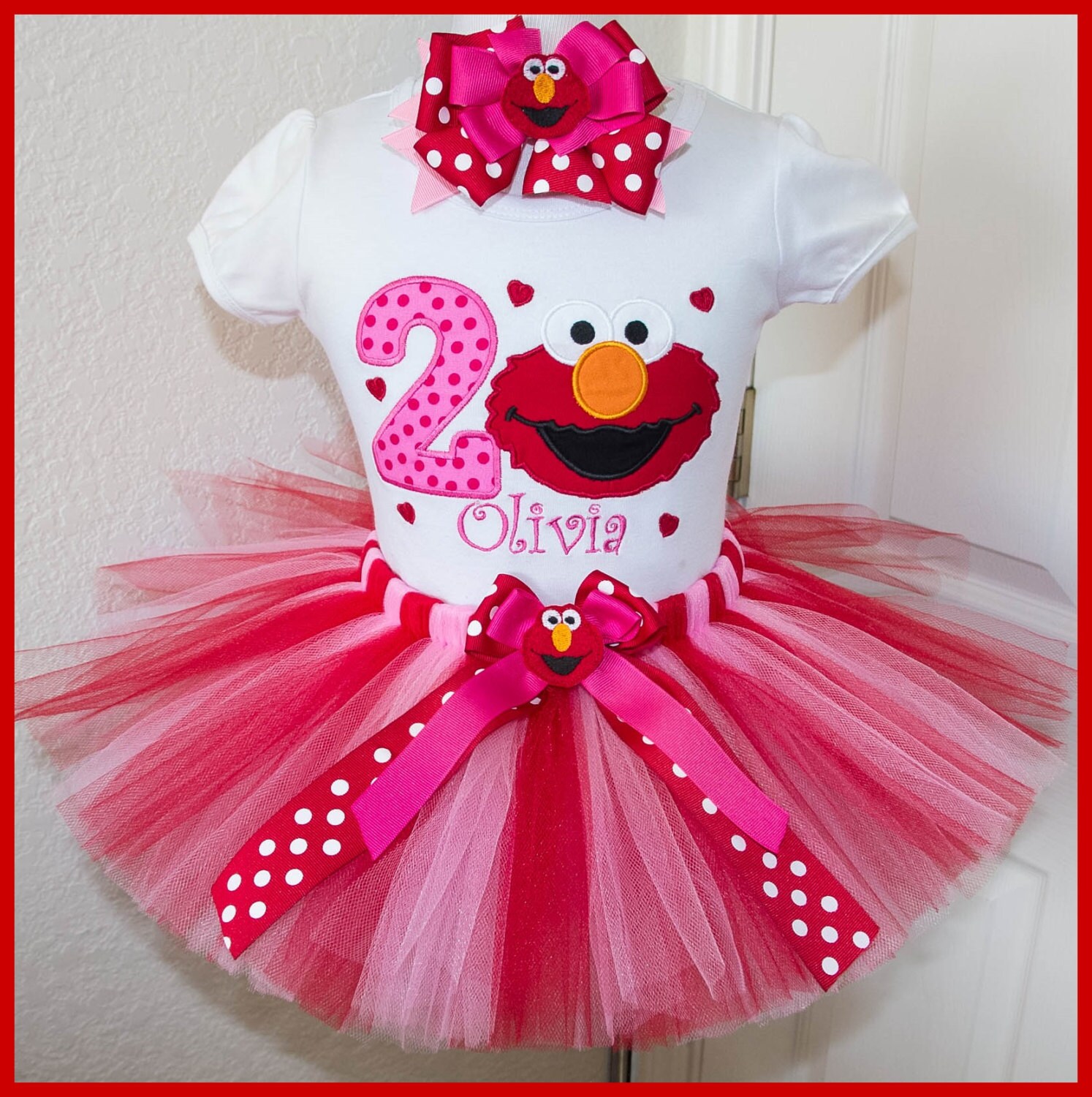 New Elmo tutu Birthday outfit Personalized with name Red and