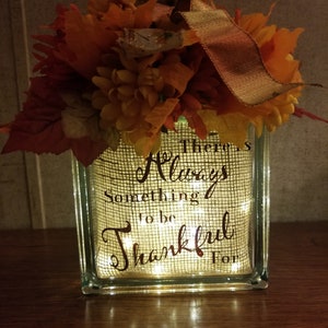 Handmade Fall/Thanksgiving Lighted Glass Block