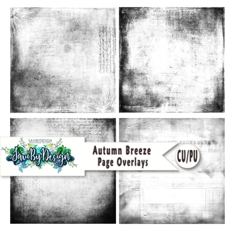 Digital Scrapbooking Overlays Set of 4 AUTUMN BREEZE Premade Etsy