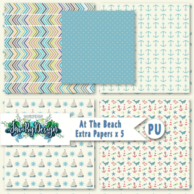 Digital Scrapbooking Kit AT THE BEACH Ocean Summer Beach Etsy
