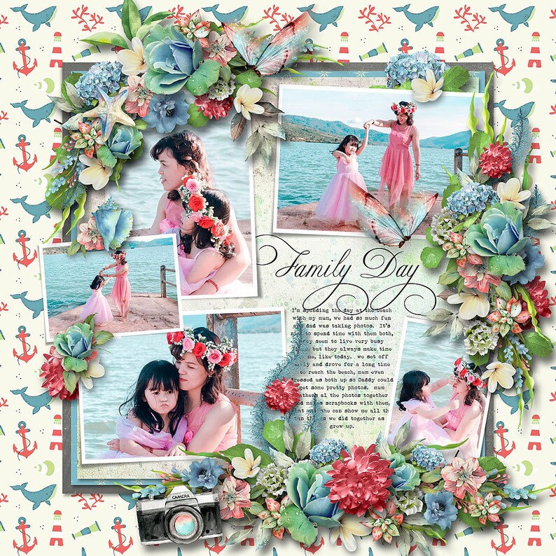 Digital Scrapbooking Kit AT THE BEACH Ocean Summer Beach Etsy