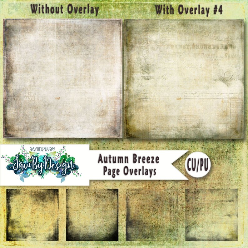 Digital Scrapbooking Overlays Set of 4 AUTUMN BREEZE Premade Etsy