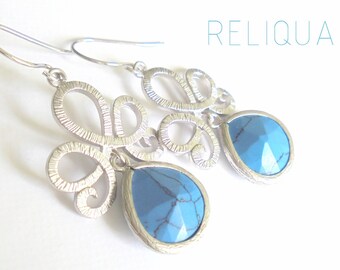 Turquoise Earrings Teardrop Earrings Dangle Earrings Silver Earrings Gemstone Earrings Pendant Earrings Aqua Blue Earrings Silver Turquoise