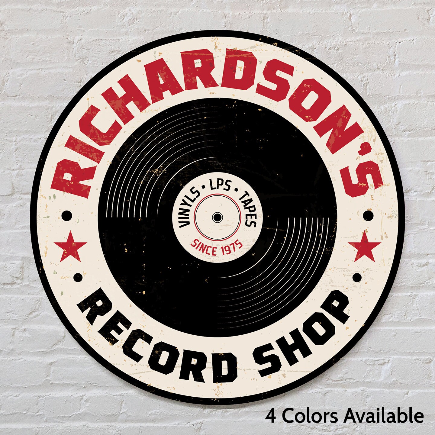 Record Store Music Personalized Sign 24 Round Aluminum Etsy