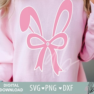 Coquette Bunny Svg, Coquette Easter, Bunny Ears Svg, Watercolor Easter Bunny Svg, Easter Png, Coquette Easter Svg, Bow Aesthetic, Preppy Bow