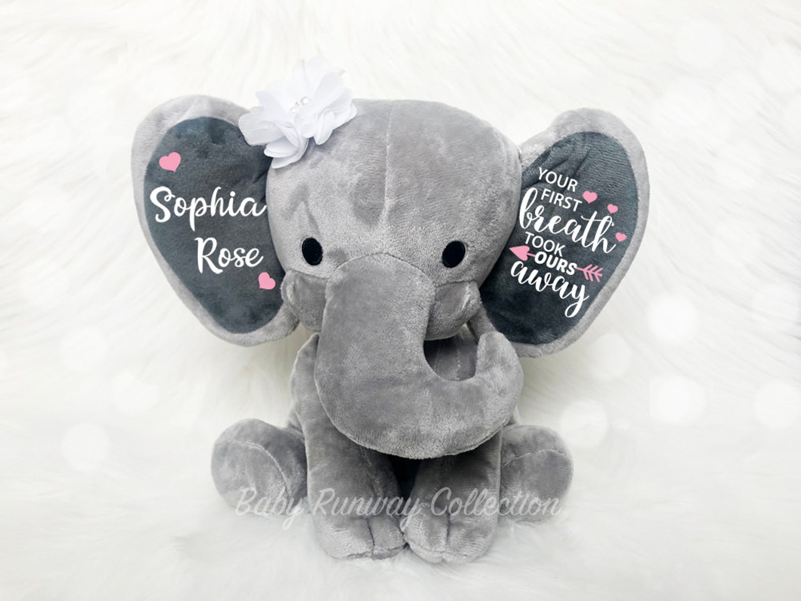 New Baby Gift Birth Announcement Elephant Keepsake Etsy