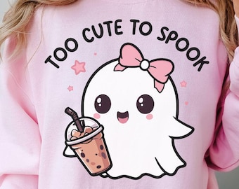 Too Cute to Spook Png, Cute Ghost Png, Ghost with Iced coffee, Coffee lover Ghost Png, Ghosts Png, Cute Ghost PNG, Boujee ghost Png