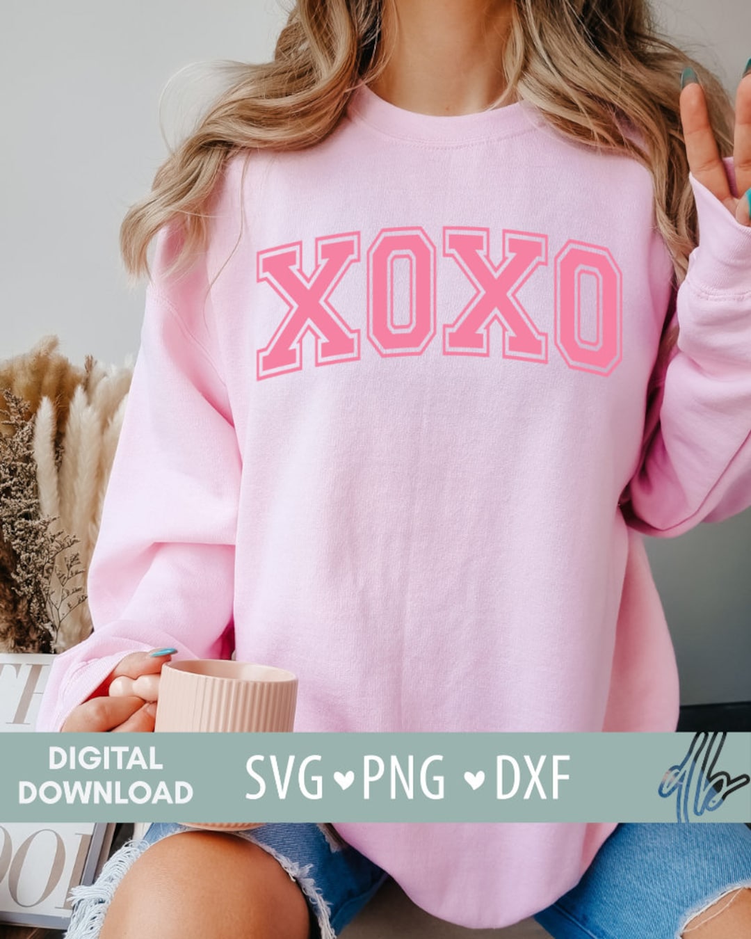 XOXO Svg PNG, Valentine's Day Shirt Design, Valentine SVG, Varsity ...