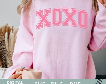 XOXO Svg PNG, Valentine&#39;s Day Shirt Design, Valentine SVG, Varsity Valentine&#39;s Day svg, Valentine Xoxo svg, Trendy Valentine svg