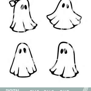 Spooky Ghost Bundle Svg, Halloween Bundle, Baby Ghost Digital Files, Instant Download SVG, Ghost PNG, Ghost DXF, Cute Kawaii Ghosts