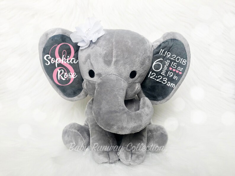 New Baby Gift Birth Announcement Elephant Birth Stat Etsy